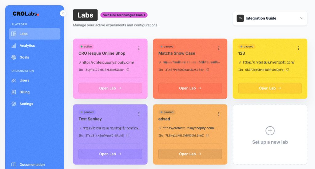 CROLabs Dashboard