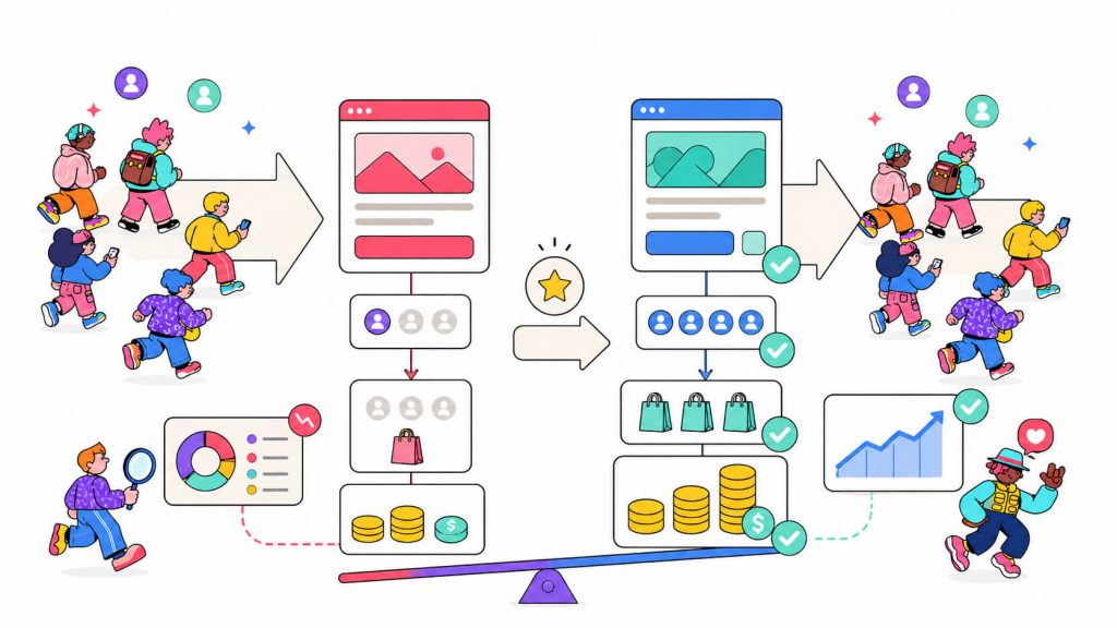 Business visual showing how CRO increases revenue by improving conversions from existing website traffic without increasing ad spend.