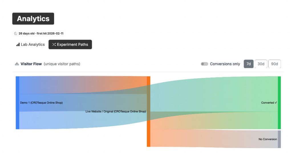 CROLabs analytics experimentation paths