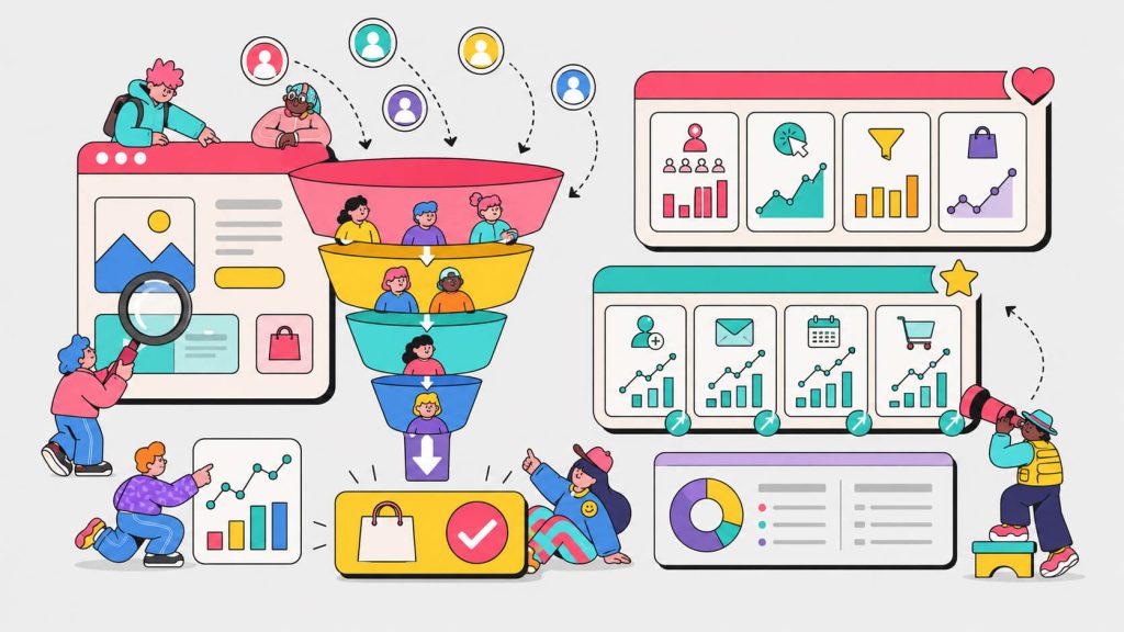 Educational visual explaining CRO metrics as conversion-focused KPIs tied to purchases, signups, demos, and other revenue-driving actions.