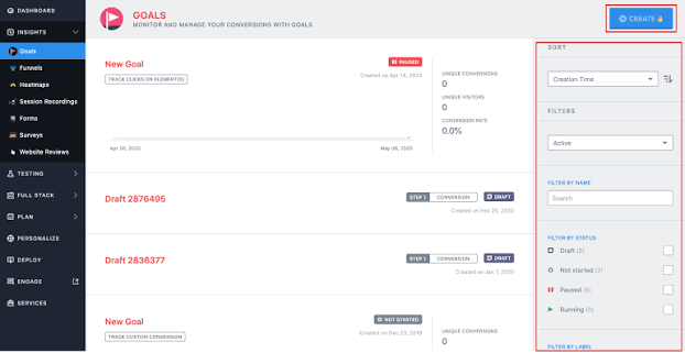 Screenshot of VWO showing no-code A/B testing, multivariate experiments, heatmaps, session recordings, and funnel analysis tools.