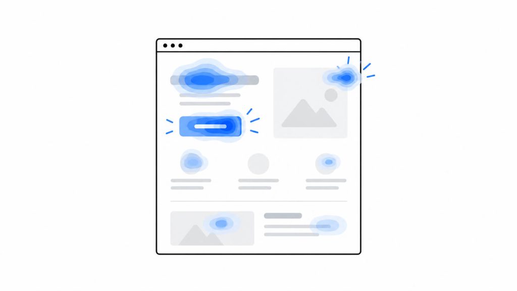 Landing page heatmap showing visitor clicks, scroll activity, and unexpected interaction with page elements.